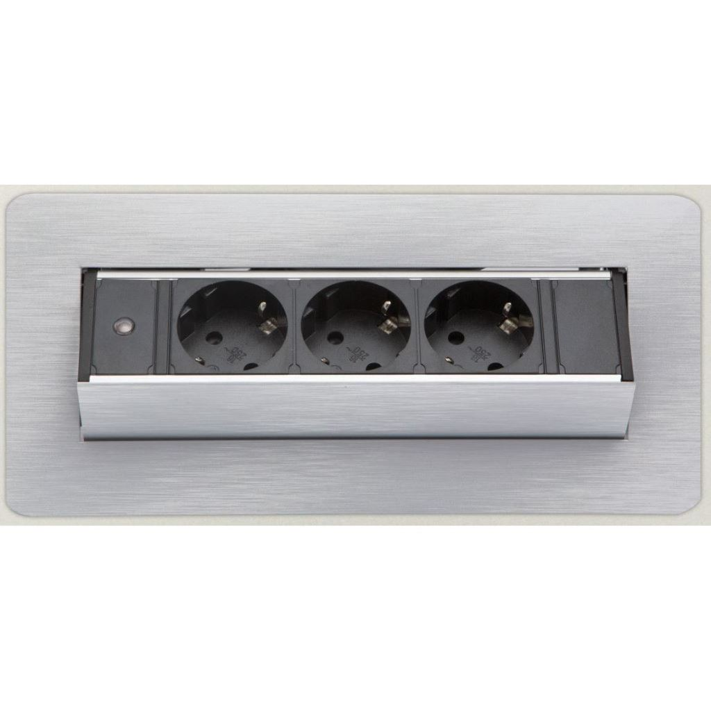 Delight rejtett hálózati elosztó 3 aljzat fém ezüst (20440B) (Delight-20440B)