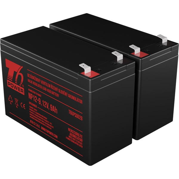 Battery set T6 Power for APC Smart-UPS SMC1000I-2U, VRLA, 12 V
