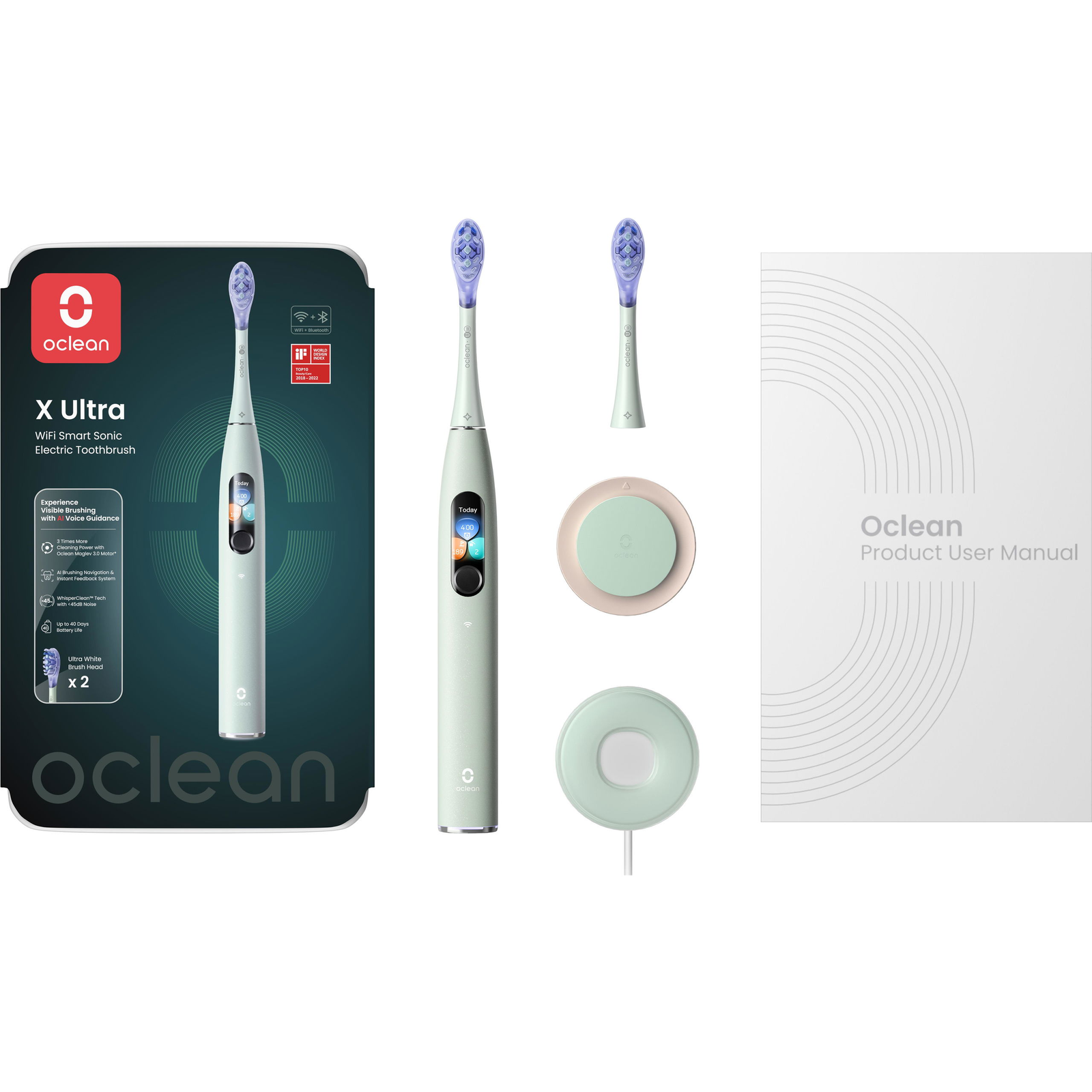 Oclean X Ultra Elektromos Fogkefe Zöld 84000 Rezgés/Perc (6970810556025)
