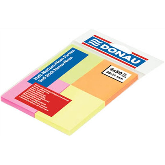 Donau 38x51mm öntapadó jegyzettömb - 4 színű (4x 50 lap / tömb) (7578001PL-99)