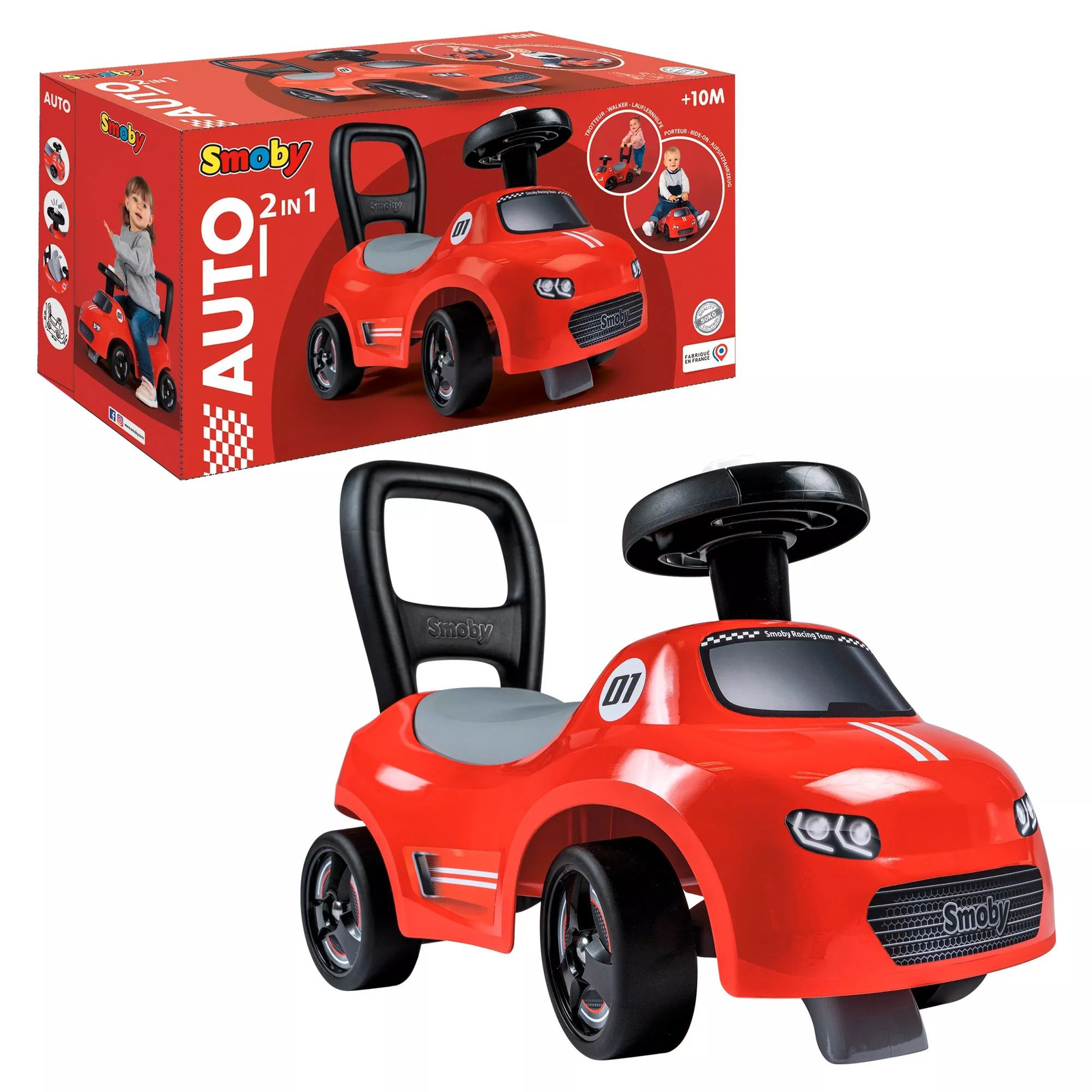Smoby Auto Ride-on átalakítható járássegítő bébitaxi - Piros (7600720541)