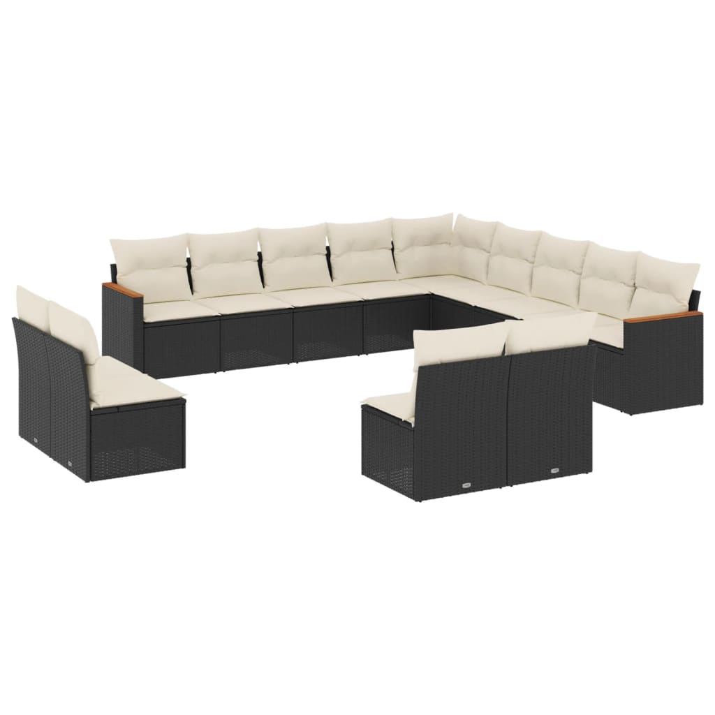 13 részes fekete polyrattan kerti ülőgarnitúra párnákkal (3258885)