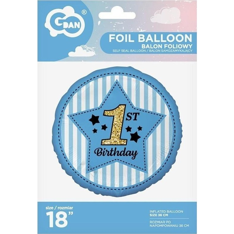 Első Születésnap Blue Fólia Lufi - 36 cm (481239)