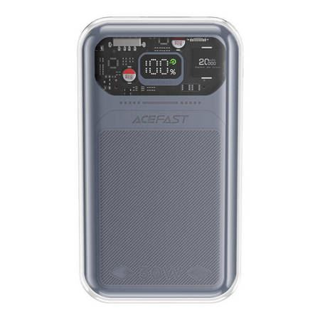 Powerbank, AceFast, Sparkling Series M2, поликарбонат, 20000mAh, бързо зареждане 30W, 129x74x31mm, сив