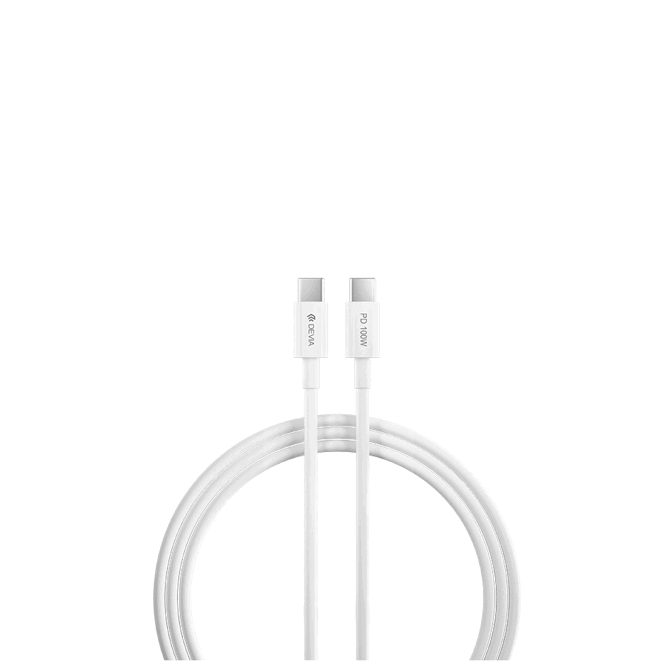 Devia USB Type-C - USB Type-C adat- és töltőkábel 1,5 m-es vezetékkel - Devia Smart Series 100W C To C PD Cable - 100W - fehér