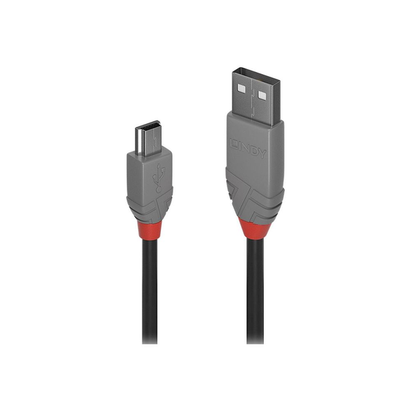 Lindy 36721 USB-kabel USB 2.0 0,5 m USB A Mini-USB B Sort, Grå