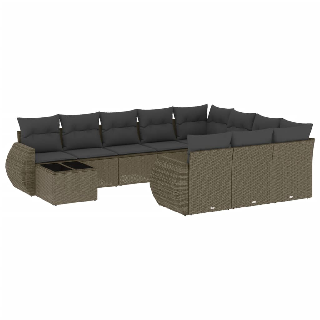 11 részes világosszürke polyrattan kerti ülőgarnitúra párnákkal (3254269)