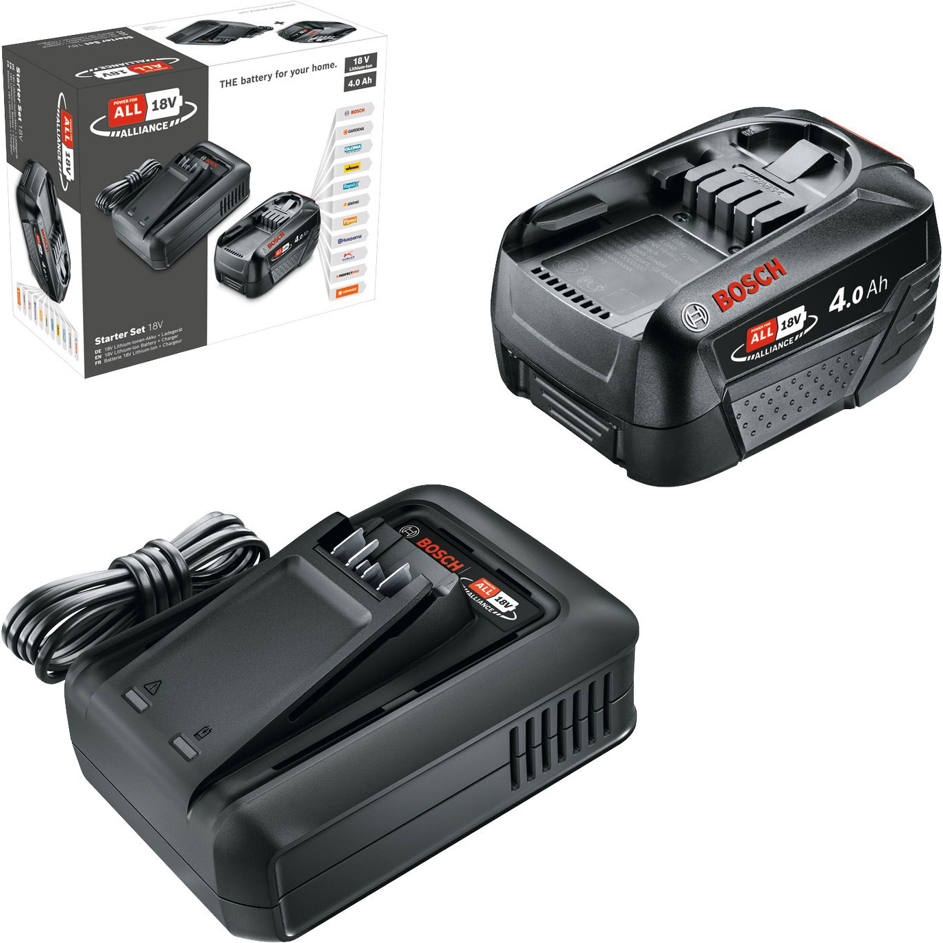 BOSCH 1600A031T6 Akkumulátor és töltő szett, 4 Ah, 18 V + AL 18V-44 (1.600.A03.1T6)