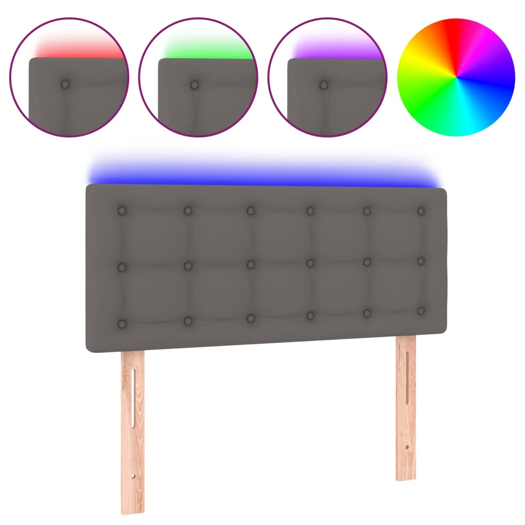 szürke műbőr LED-es fejtámla 80 x 5 x 78/88 cm (3121688)