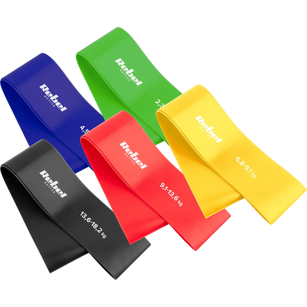 TPE Mini Band ellenállás szalag szett edzéshez, L 2.3-18.2 kg, 5 darabos
