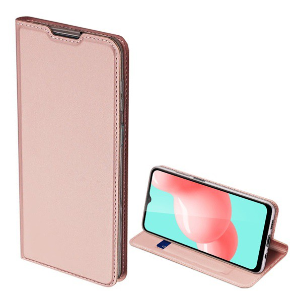 DUX DUCIS SKIN PRO tok álló, bőr hatású (FLIP, oldalra nyíló, bankkártya tartó, asztali tartó funkció) ROZÉARANY [Samsung Galaxy A32 5G (SM-A326)] (5996591042633)