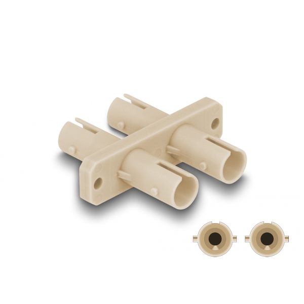 DELOCK LWL Kupplung ST Duplex Buchse zu ST Duplex Bu beige