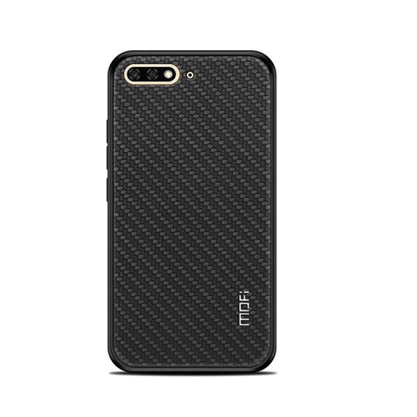 MOFI HONOR műanyag telefonvédő (szilikon keret, bőr hatású hátlap, fonott minta) FEKETE [Huawei Y6 (2018)] (5996457780709)