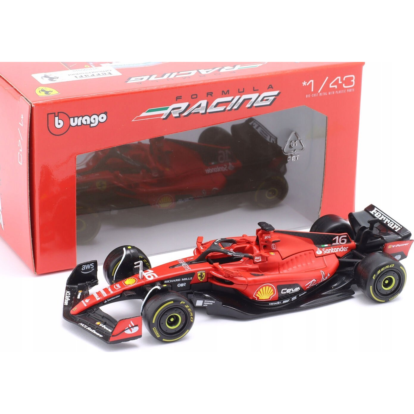 Bburago: Ferrari SF23 F1 versenyautó fém autómodell 1/43 (638157)
