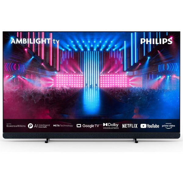 Philips 77OLED909/12 4K UHD TV, AL3, OLED, 120/100Hz, Google TV, P5 AI, HDR 10+ Adaptive, Dolby Vision + Dolby Atmos 195,6 см (77") 4K Ultra HD Smart TV Wi-Fi Черен 3000 cd/m²