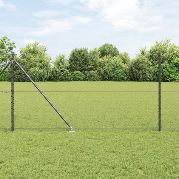 Kerítés oszlopokkal Szürke 1.2 x 10 m PVC-bevonatos acél