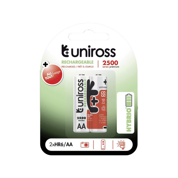 Uniross AA/молив 1.2V 2500mAh Ni-MH HYBRIO батерия, 2 бр./блистер