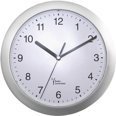 Analóg rádiójel vezérelt falióra, O 25 cm, ezüst