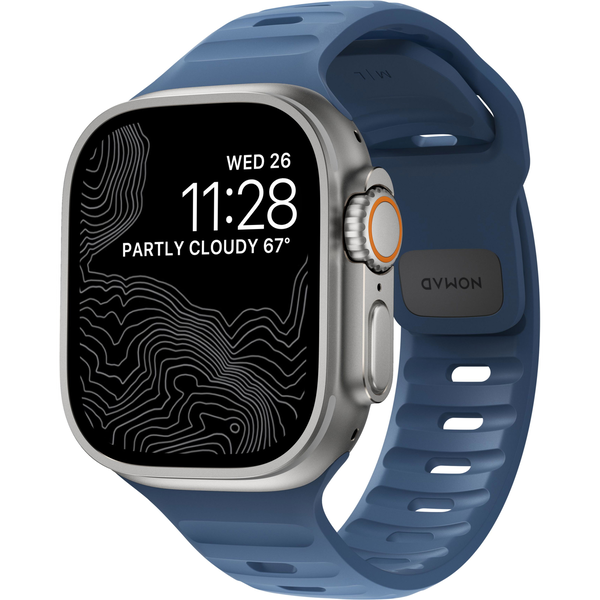 Водоустойчива каишка NOMAD Sport, съвместима с Apple Watch 4/5/6/7/8/9/10/SE/Ultra1/2 42/44/45/46/49 mm, M/L, Naval Blue