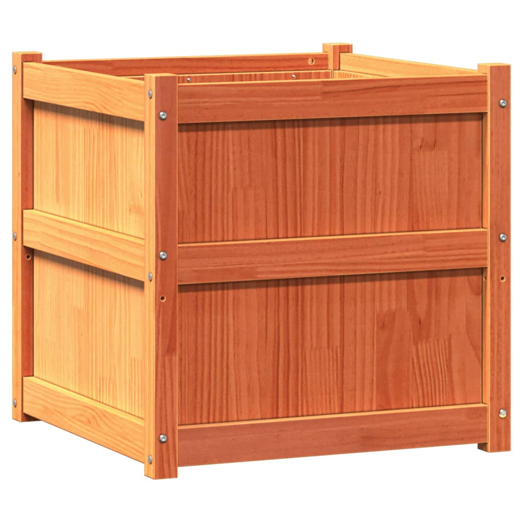 2 db viaszbarna tömör fenyőfa kerti virágláda (837429)