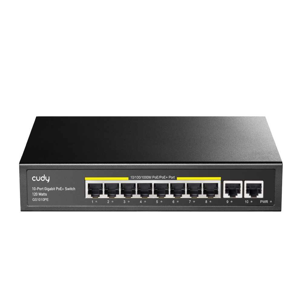 Cudy Prepínač GS1010PE 8xGE PoE+ 120W 2xGb Uplink (GS1010PE)