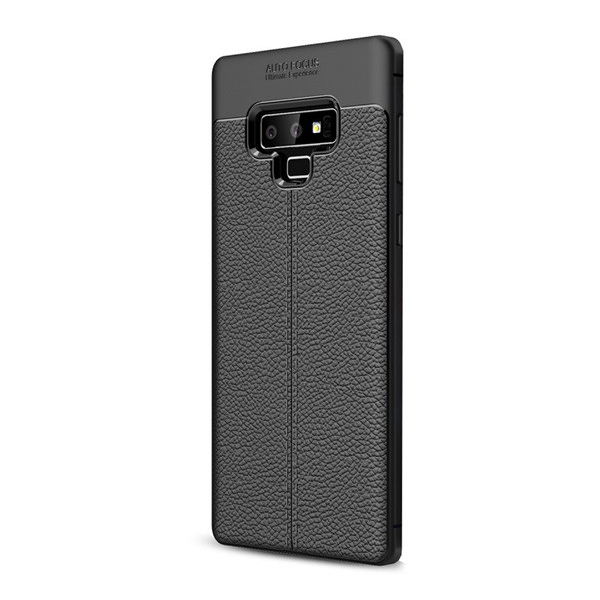 Szilikon telefonvédő (közepesen ütésálló, bőr hatású, varrás minta) FEKETE [Samsung Galaxy Note 9 (SM-N960F)] (5996457790722)