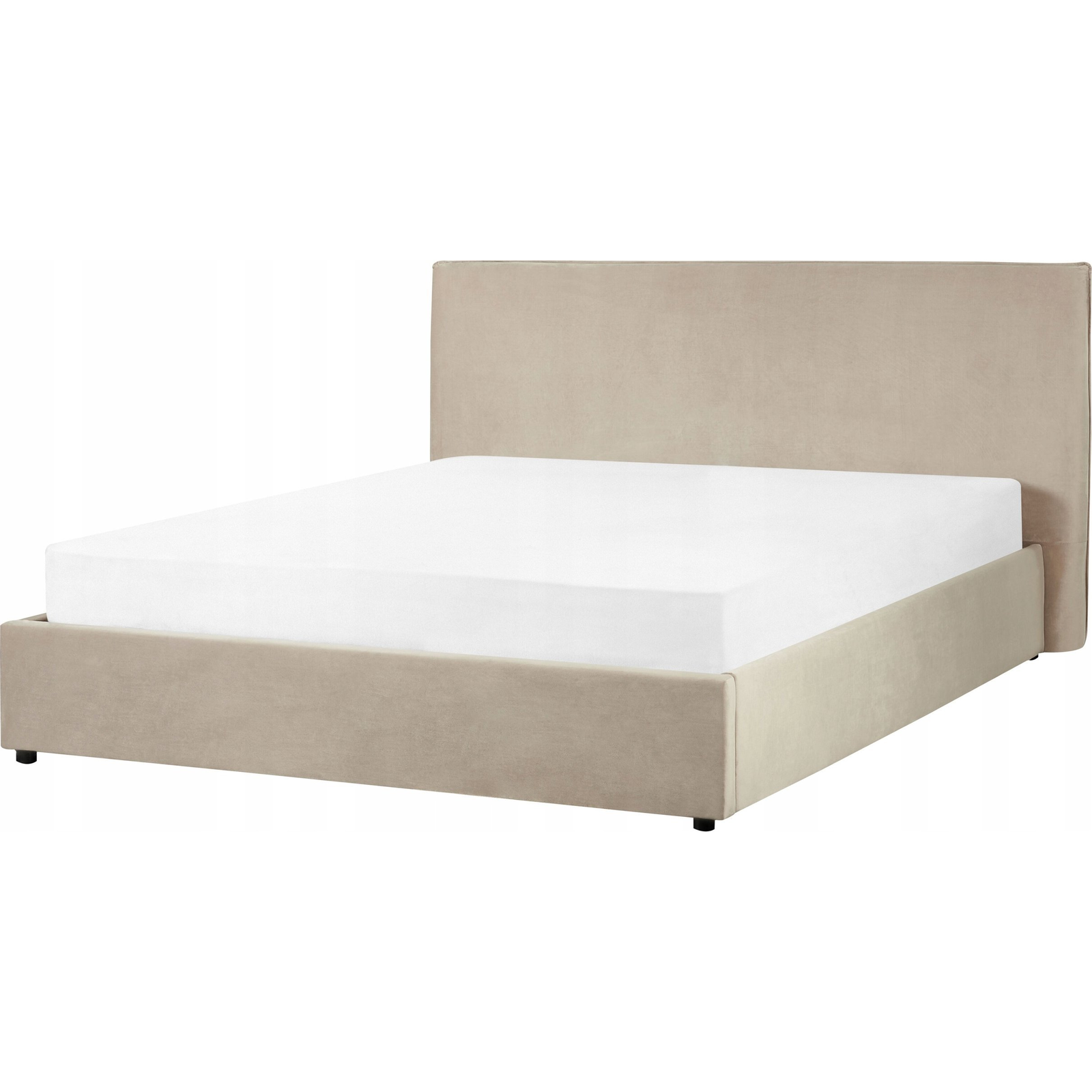 Cama Con Almacenaje De Terciopelo Gris Pardo 160 X 200 Cm Otomana Cabecero Lavaur - Beige