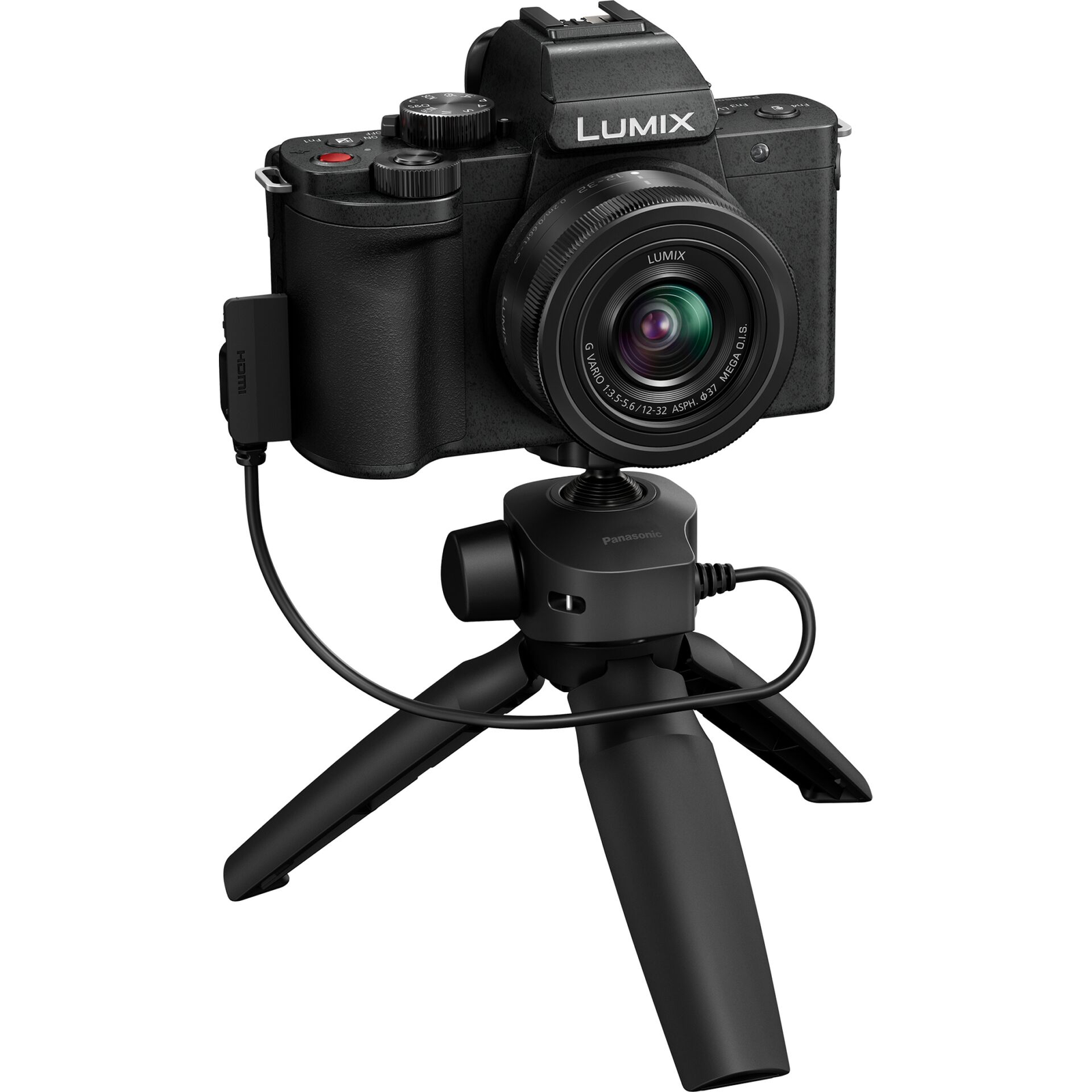 Panasonic Lumix DC-G100D Digitális fényképezőgép + H-FS 12-32 + DMW-SHGR2 KIT - Fekete (DC-G100DVEGK)
