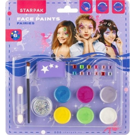 6 színű Arc- és Testfesték - Fairies - glitterrel (ET618303/ALL)