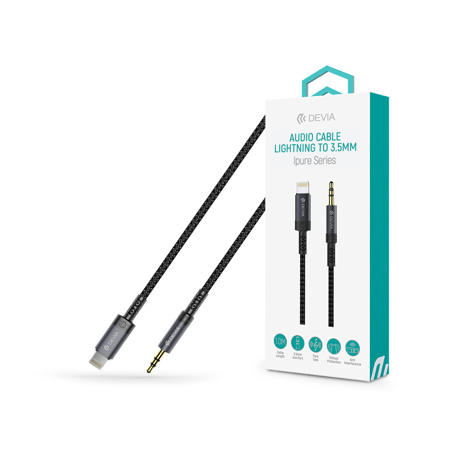 Devia iPure Series Lightning/AUX 3,5 mm audió adapter - fekete