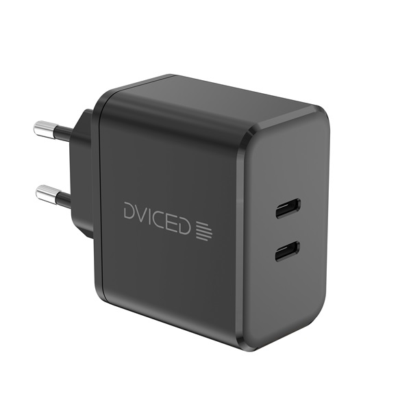 Dviced DV221010 65W 2xType-C GaN fekete hálózati töltő (DV221010)