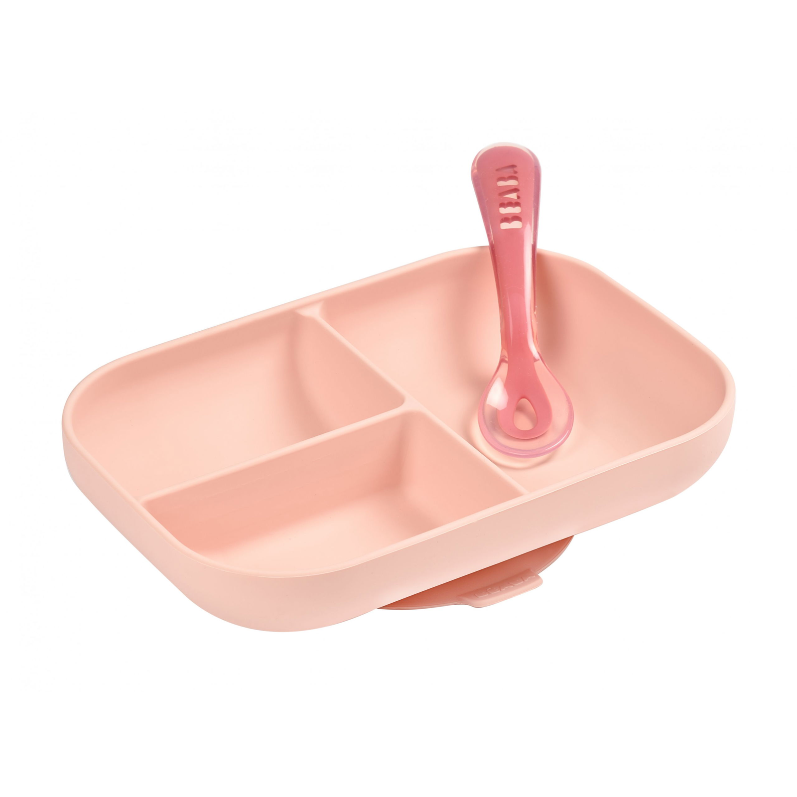 Beaba szilikonlemez tapadókoronggal + rózsaszín kanállal osztva (3384349134563)