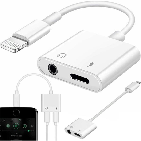 Adapter USB Retoo E405 Lightning - Jack 3.5mm + USB-C Biały  (E405)