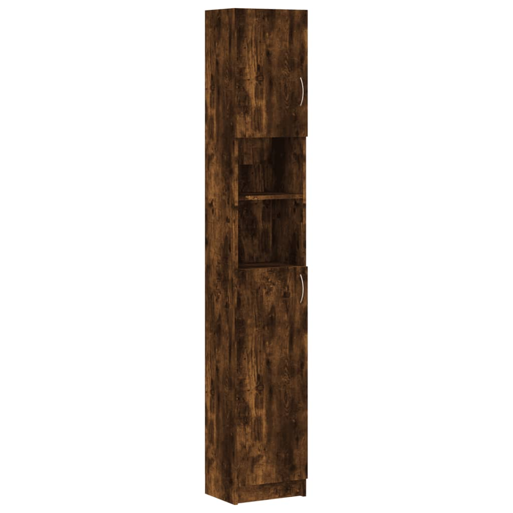 füstös tölgy színű szerelt fa fürdőszobaszekrény 32x25,5x190 cm (815537)