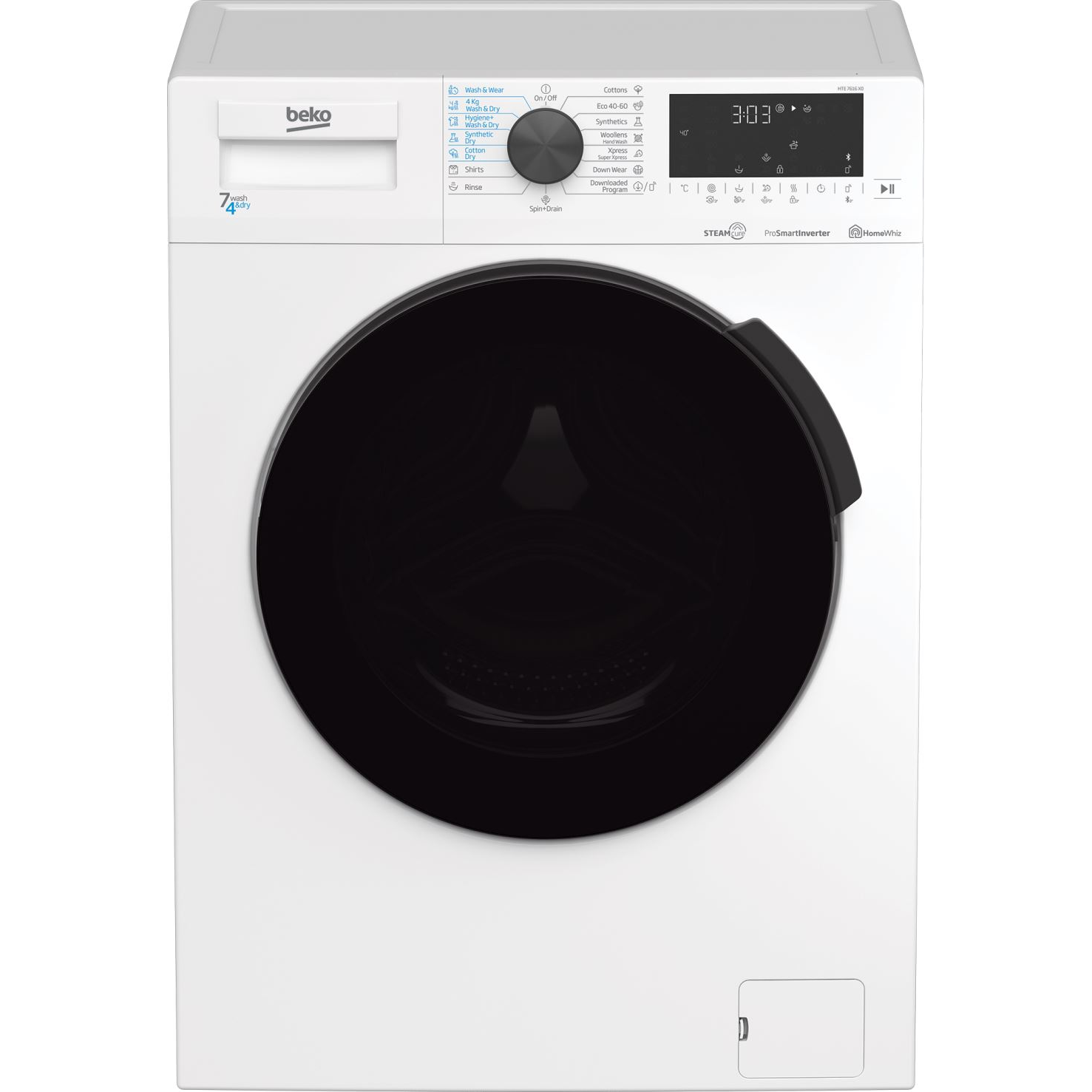 Beko HTE7616X0 elöltöltős mosó-szárítógép fehér (HTE7616X0)