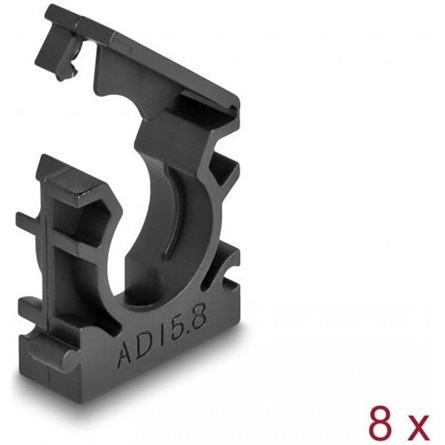 Delock Kábel borító tartó záróklippel 15,8 mm 8 db. fekete (60483) (60483)