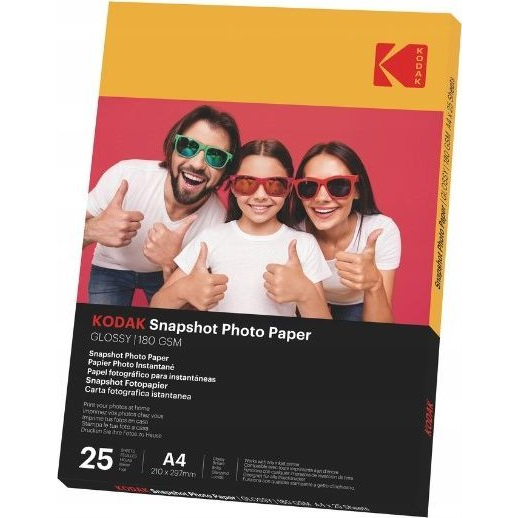 KODAK Snapshot fotópapír, fényes, A4, 21x29,7cm, 180g, 25db (SB9725)