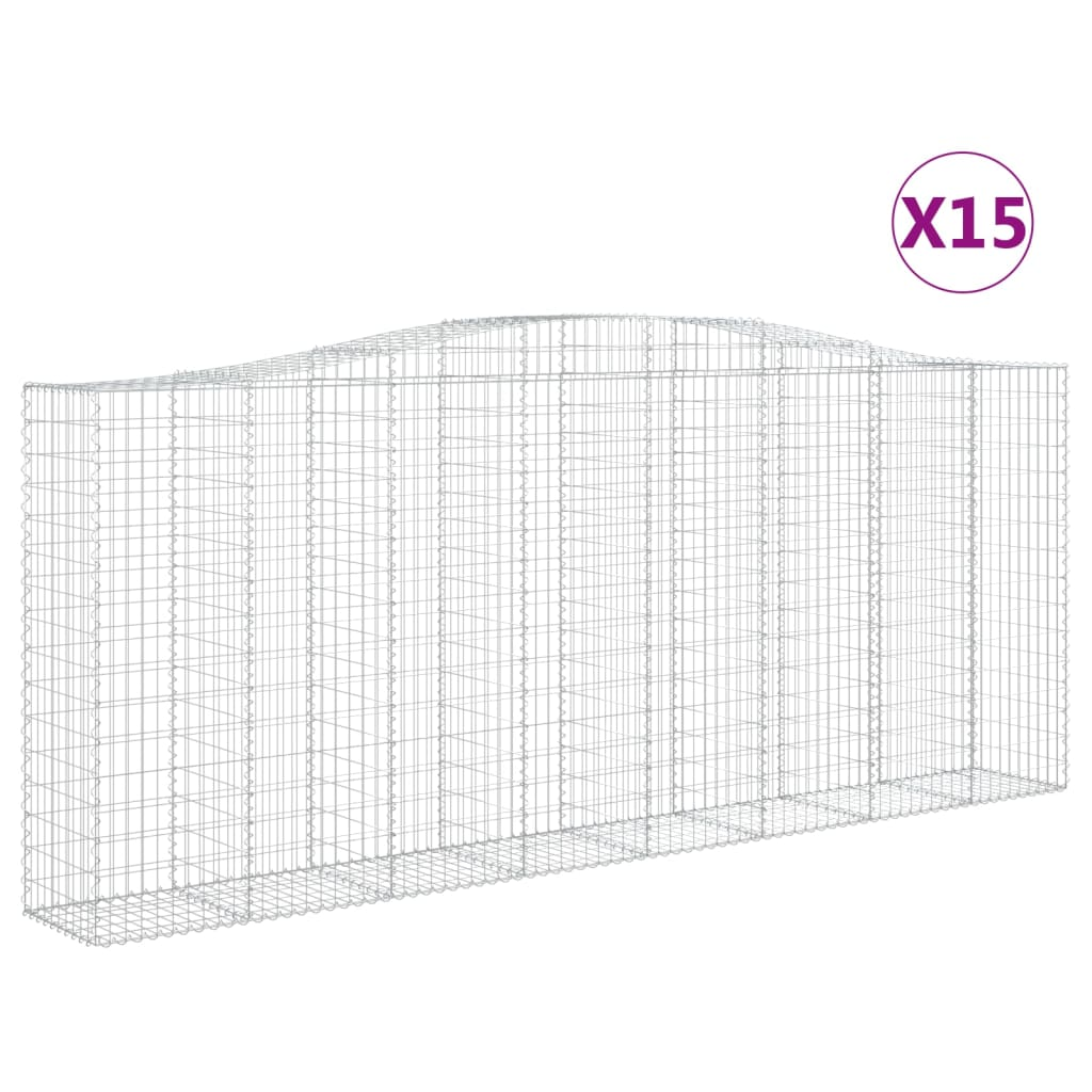 15 db íves horganyzott vas gabion kosár 400 x 50 x 160/180 cm (3146004)