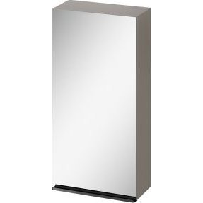 Cersanit Virgo 40 Fürdőszoba szekrény, tükör, 3 üvegpolc, soft close zsanérok, fekete fogantyúk, laminált forgácslap, 80x40x16cm, Szürke