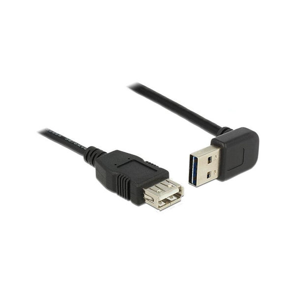 Delock Easy-USB A -> USB-A 2.0 M/F adatkábel hosszabbító 0.5m fekete 90°/egyenes
