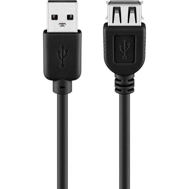 Goobay USB-A 2.0 - USB-A 2.0 M/F Adatkábel Hosszabbító - 0.3m Fekete (686221)