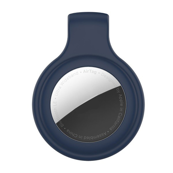 Szilikon tok (övre csiptethető) SÖTÉTKÉK Apple AirTag [Apple iPhone 12 mini] (5996591096438)