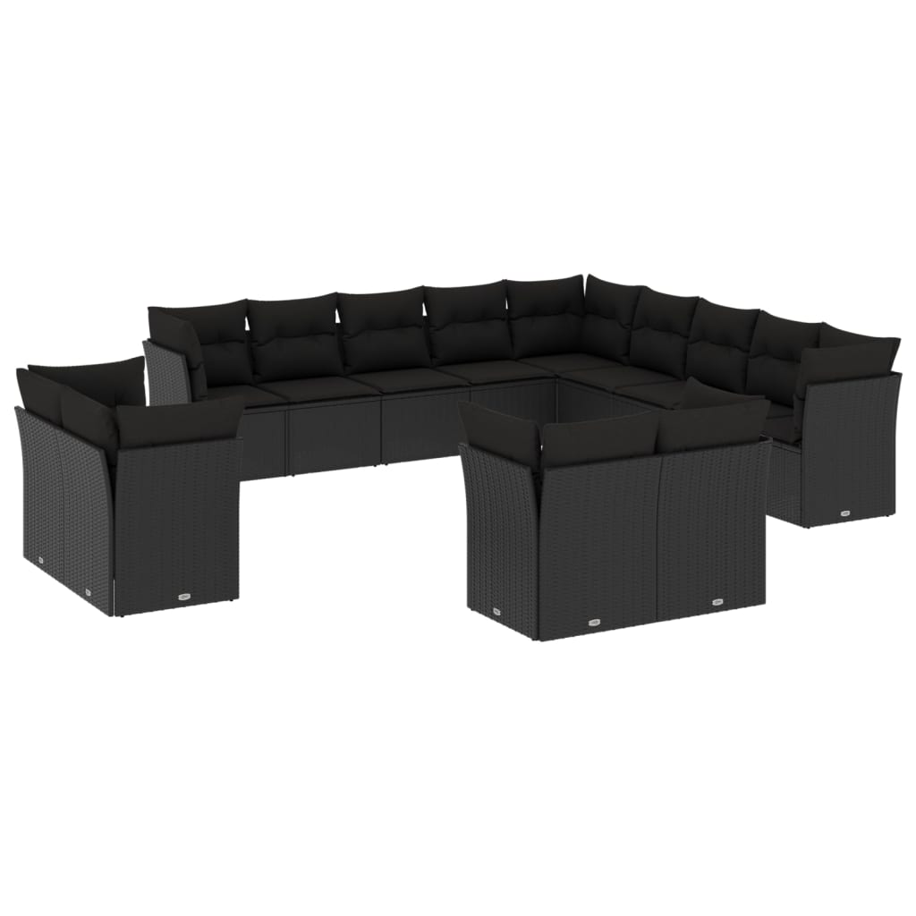 13 részes fekete polyrattan kerti ülőgarnitúra párnákkal (3250384)