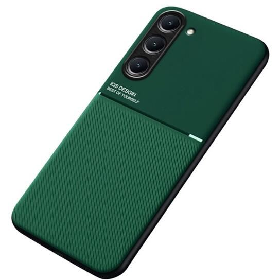 Gigapack Samsung Galaxy S23 Plus (SM-S916) mágneses, bőr hatású, csíkos mintás tok sötétzöld (GP-135651) (GP-135651)