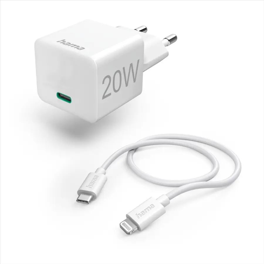 Hama USB-C hálózati töltő 1m USB-C - Lightning kábellel fehér (201620) (hama201620)