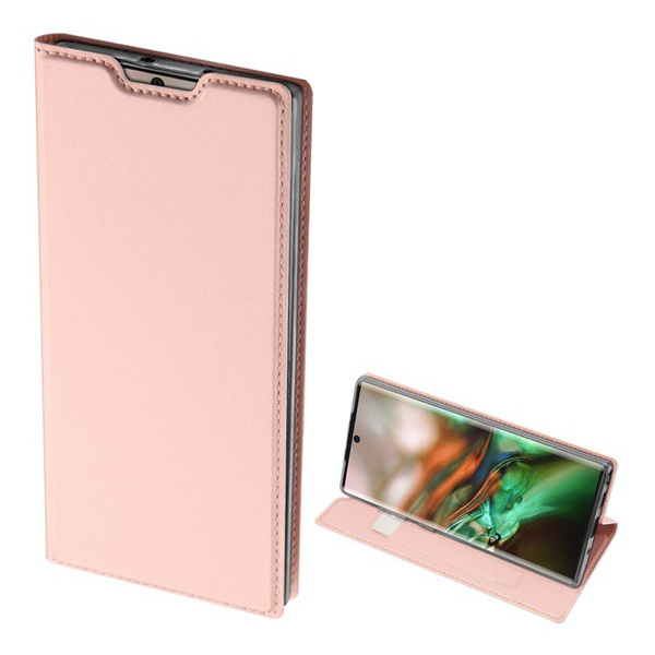DUX DUCIS SKIN PRO tok álló, bőr hatású (FLIP, oldalra nyíló, bankkártya tartó, asztali tartó funkció) ROZÉARANY [Samsung Galaxy Note 10 (SM-N970F)]
