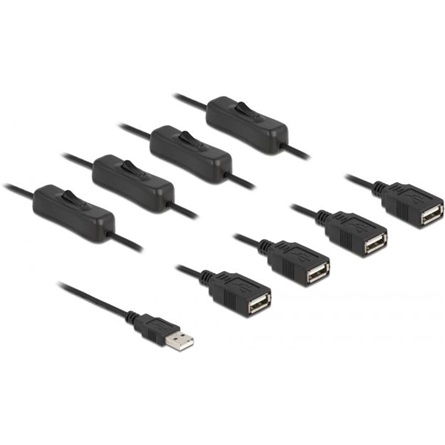 Delock USB A-típusú kábel apa   4 db. USB A-típusú anya kapcsolóval ellátott, 1 m (86805)