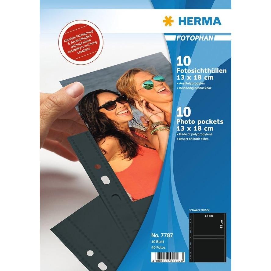 Herma 7787 Fényképalbum betét 13x18 cm fényképhez 10 db lap ( 4 fotó/lap) - Fekete (7787)
