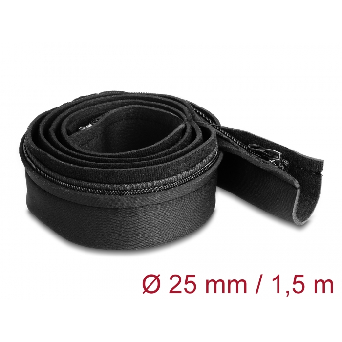 Delock Kábelbújtató neoprén hajlékony zipzárral 1,5 m x 100 mm fekete színű (20913) (20913)
