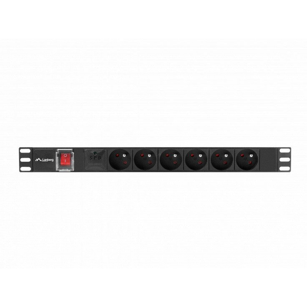 LISTWA ZASILAJĄCA RACK PDU 19" LANBERG 1U 16A 6X 230V PL 2M CZARNA C14